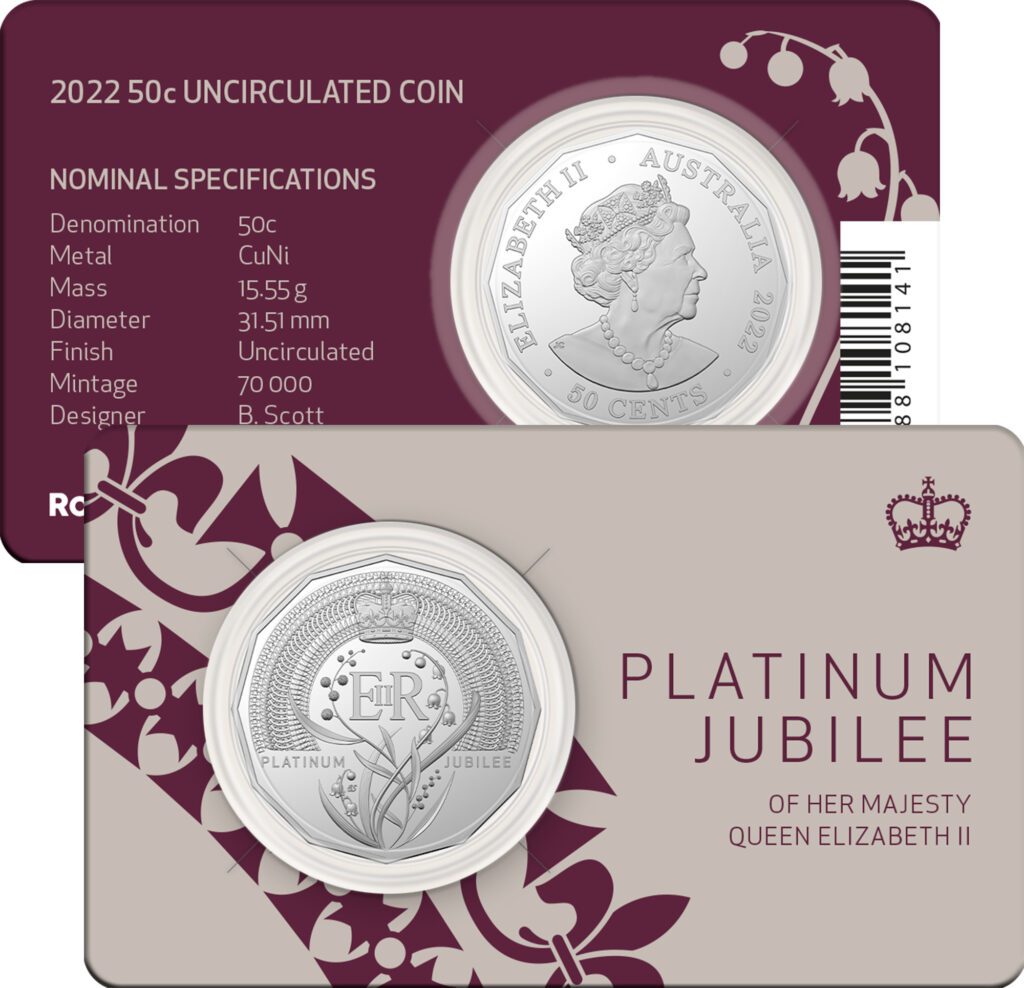 2022 Platinum Jubilee 50c Coin